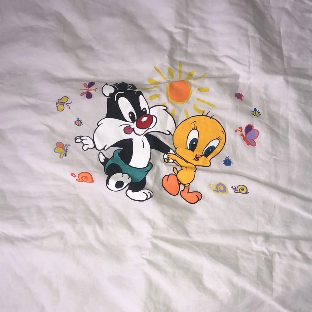 Looney Tunes Sylvester Tweety Bird Toddler Bed Comforter Blanket Vintage‎
